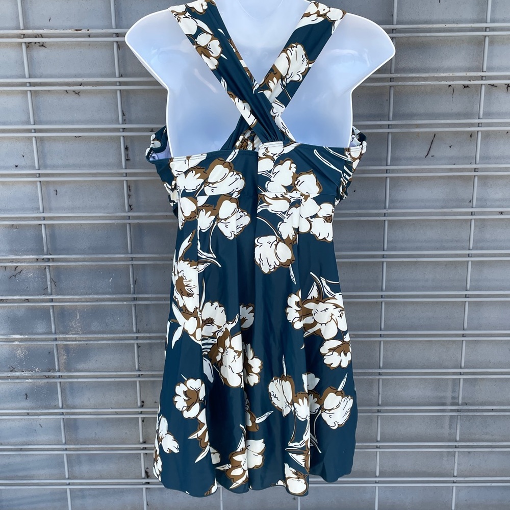 Cocopear Teal Floral Printed Body Shaping Swimdress - Picture 8 of 12